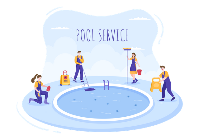 Ilustra??o de trabalhador de servi?o de piscina  Ilustração