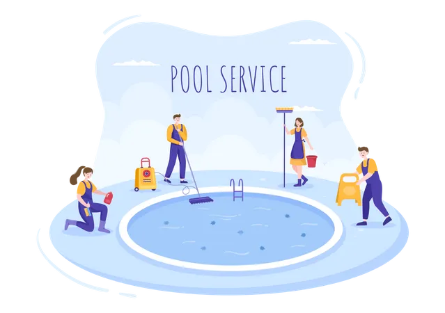 Ilustra??o de trabalhador de servi?o de piscina  Ilustração