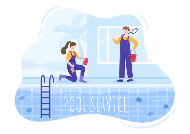 Ilustra??o de trabalhador de servi?o de piscina  Ilustração