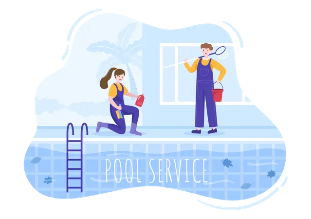 Ilustra??o de trabalhador de servi?o de piscina  Ilustração