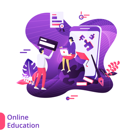 Ilustração Moderna de Educação Online  Ilustração