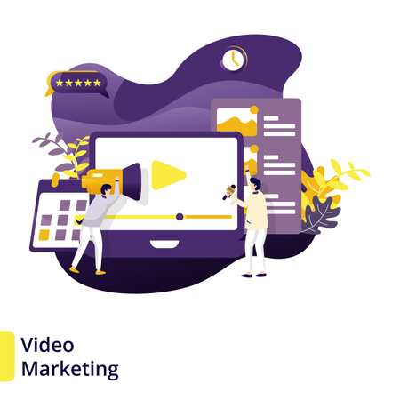 Marketing de vídeo de ilustração  Ilustração