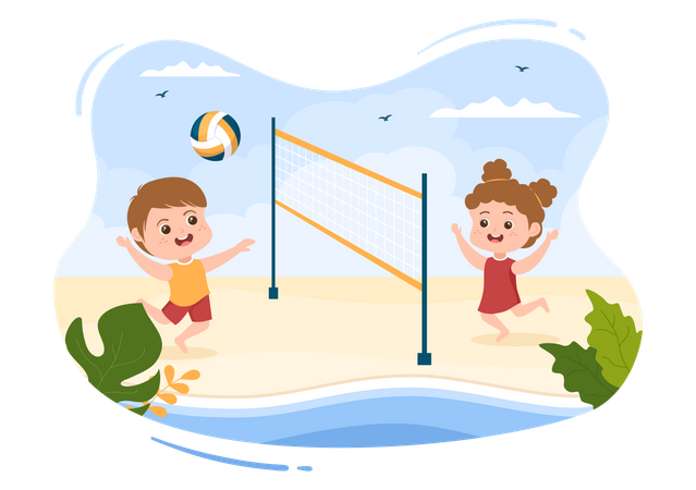 Ilustración de dibujos animados de jugador de voleibol de playa  Ilustración