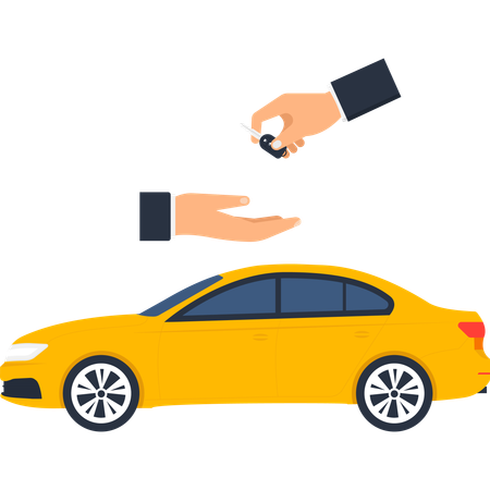 Ilustración de entrega de llave de coche  Ilustración