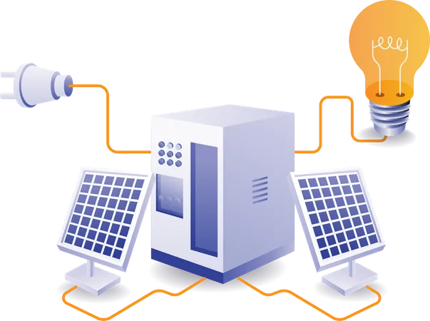 Ilustración de la energía de la batería del panel solar ecológico de por vida  Ilustración