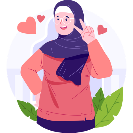 Ilustración de personaje de mujer musulmana  Ilustración