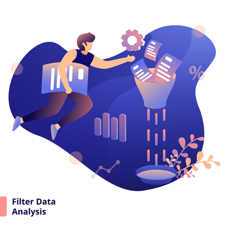Análisis de datos de filtro de ilustración  Ilustración