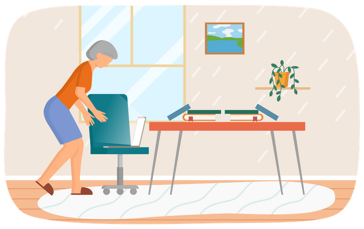 Im Alter von Geschäftsfrau, die am Laptop arbeitet  Illustration