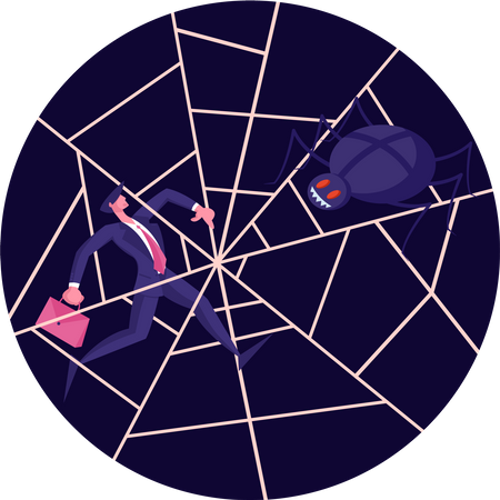 Im Spinnennetz gefangen  Illustration
