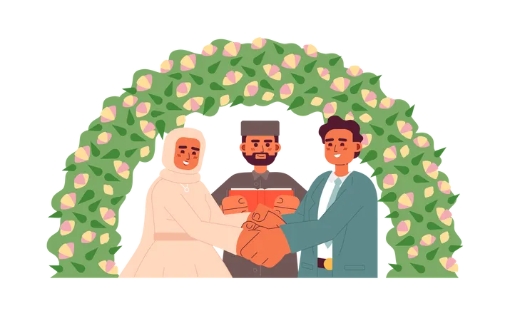 Imam célébrant le mariage des mariés musulmans  Illustration