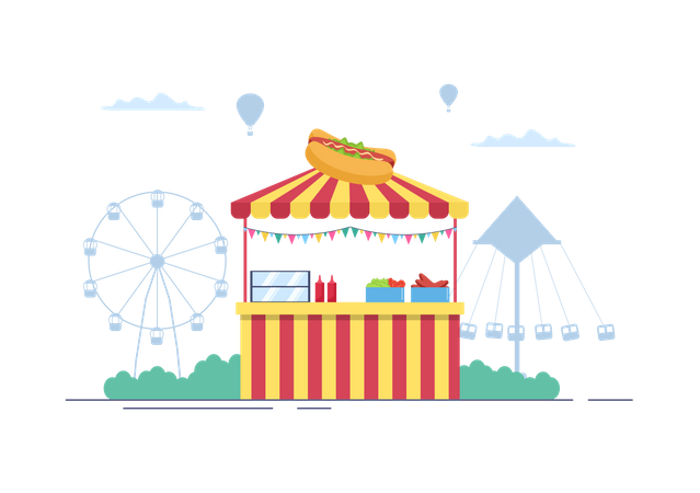 Imbissstand auf dem Jahrmarkt  Illustration