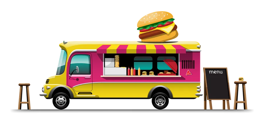 Foodtruck mit Burger  Illustration