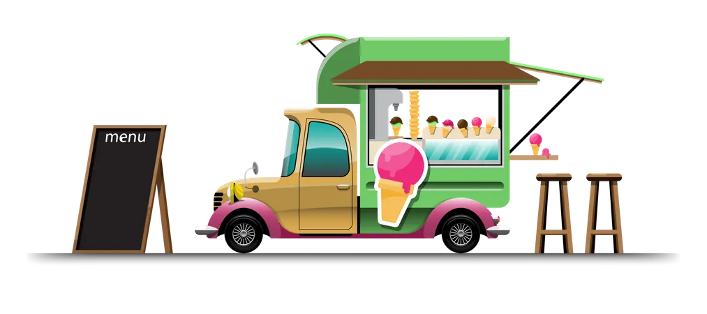 Imbisswagen mit Eis  Illustration