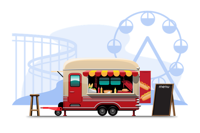Imbisswagen mit Hotdog  Illustration
