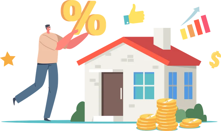 Immeuble immobilier avec hypothèque en pièces d'or  Illustration