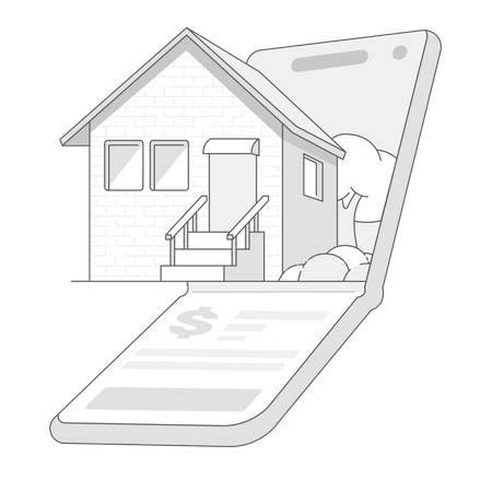 Vente ou location d'immeubles immobiliers sur mobile  Illustration