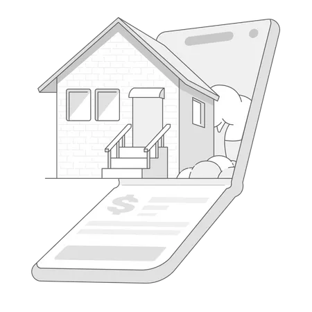 Vente ou location d'immeubles immobiliers sur mobile  Illustration