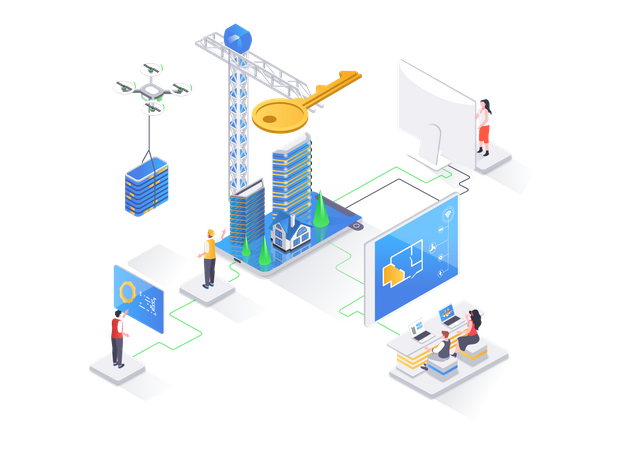 Immobilien-Ingenieur- und Bauunternehmen  Illustration