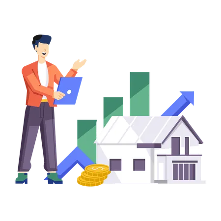 Immobiliengutachter analysiert Hausmietenanalyse  Illustration