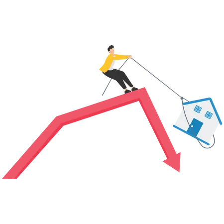 Immobilienmakler versuchen, vor dem Einbruch der Immobilienpreise zu schützen  Illustration