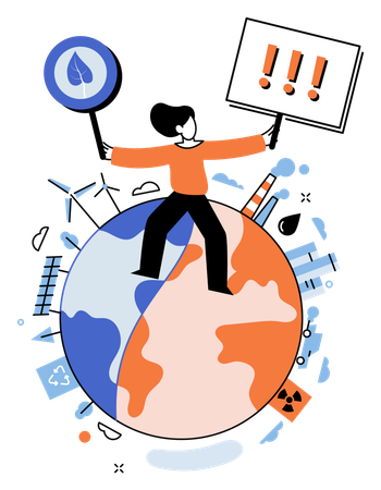 Impact of human activity on ecology of Earth  Illustration