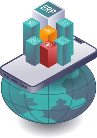 Impacto de las aplicaciones ERP para teléfonos inteligentes en el desarrollo empresarial global  Ilustración