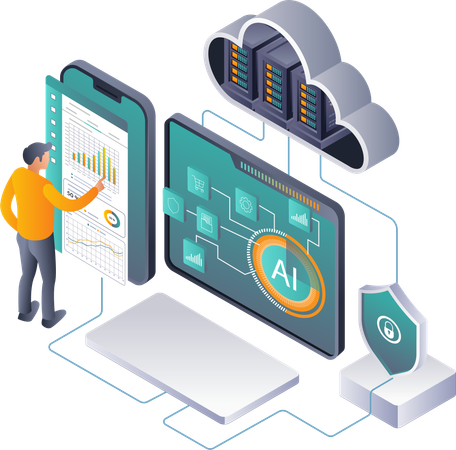 Impacto del análisis de datos en la transformación digital empresarial  Ilustración