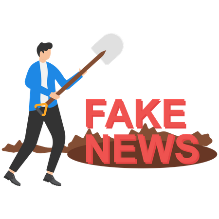 Impedir que notícias falsas e desinformação se espalhem na Internet e na mídia  Ilustração
