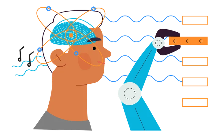 Implante cerebral de mejora neuronal  Ilustración