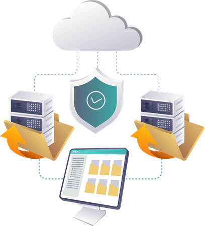 Implementación de tecnología informática para transacciones seguras en servidores en la nube  Ilustración