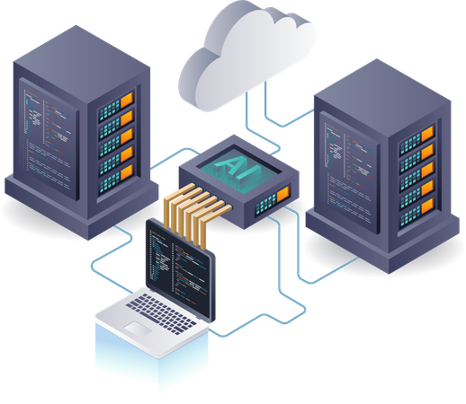 Implémentation de la technologie d'IA pour une sécurité améliorée des serveurs cloud  Illustration