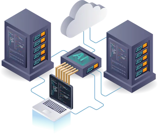 Implémentation de la technologie d'IA pour une sécurité améliorée des serveurs cloud  Illustration