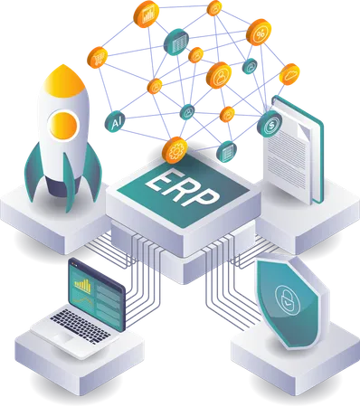 Implementing ERP Technology for Business Advancement  Illustration