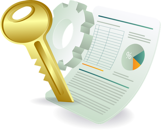 Important data sheet with security key Illustration