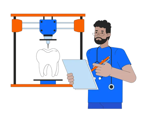 Impresión 3D de diente humano  Ilustración