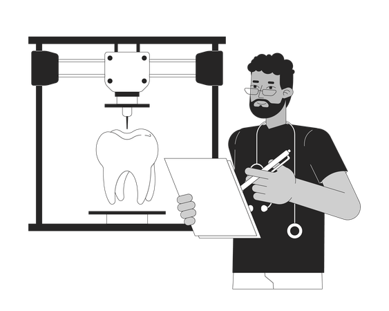 Impresión 3D de diente humano  Ilustración