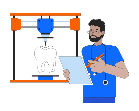 Impressão 3D de dente humano  Ilustração