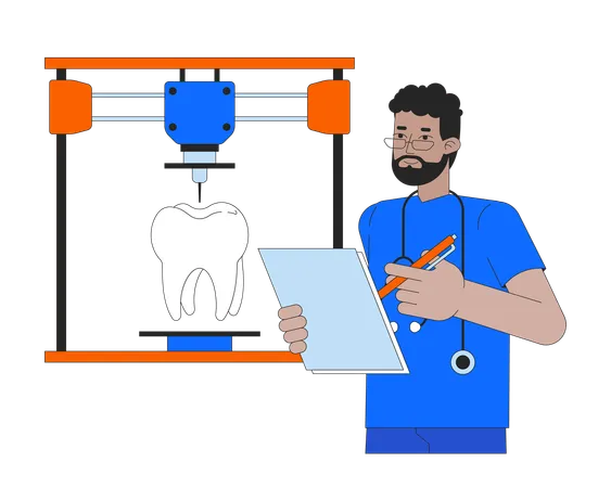 Impressão 3D de dente humano  Ilustração