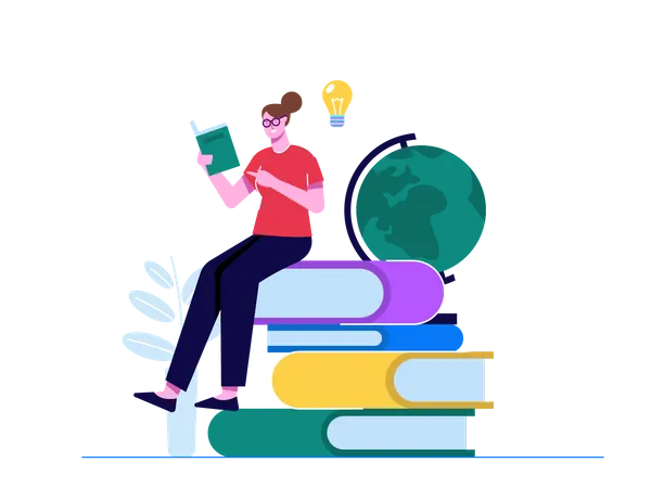 Improve yourself by reading books  Illustration