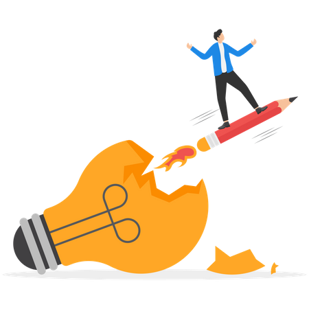 Impulso de la creatividad empresarial de jóvenes profesionales para nuevas ideas de negocio  Illustration