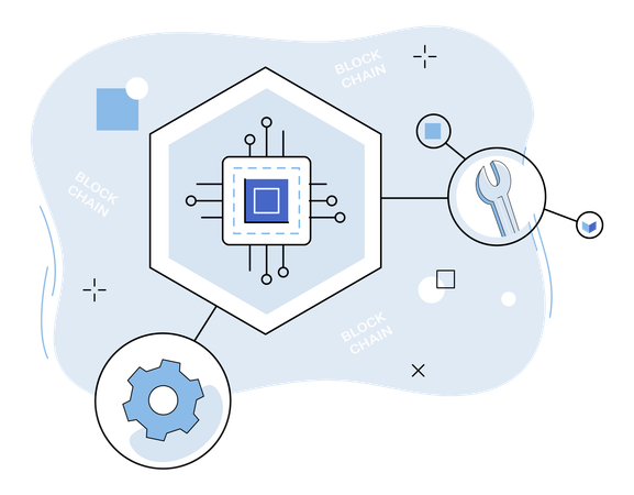 In online symphony business blockchain plays pivotal role in financial harmony  Illustration