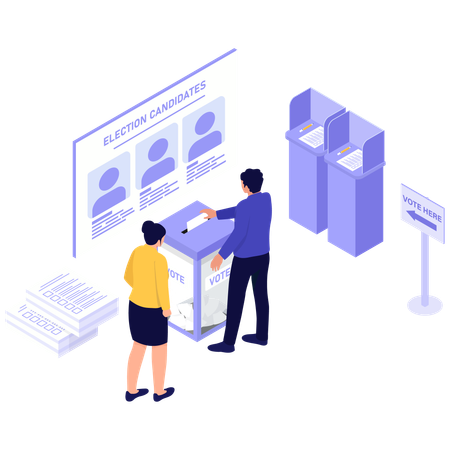 In-Person Voting Booth  Illustration