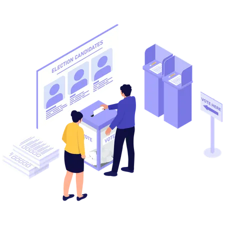 In-Person Voting Booth  Illustration