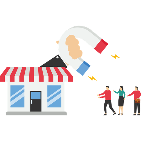 Inbound marketing attract clients shopping  Illustration