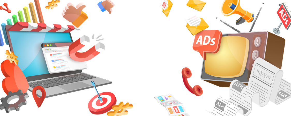 Inbound Vs Outbound Marketing  Illustration