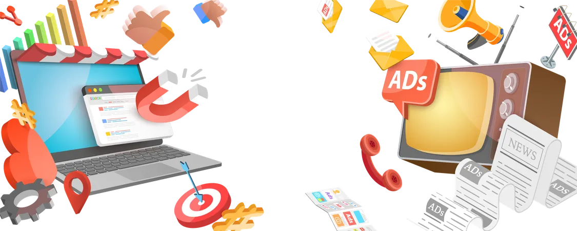 Inbound Vs Outbound Marketing  Illustration