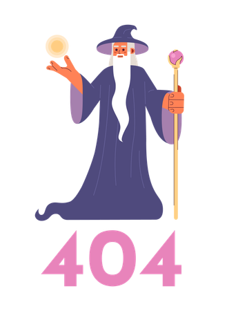 Incantatore che esegue trucchi magici errore 404  Illustration