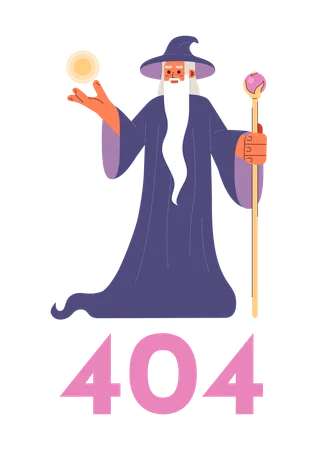 Incantatore che esegue trucchi magici errore 404  Illustration