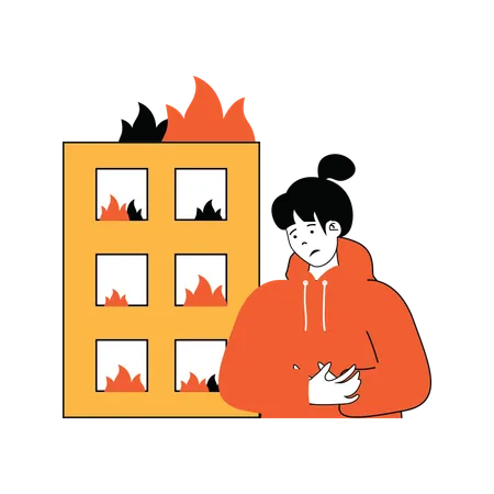 Incendie dans un immeuble  Illustration