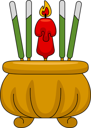 Incense burner with candles  Illustration